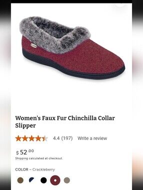 Acorn Crackleberry Faux Fur Collar Slip-On Slipper - Gray Trim Size 6.5-7.5